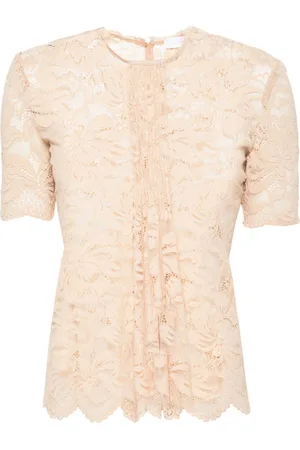 Paco rabanne Blusa semi trasparente in pizzo a fiori