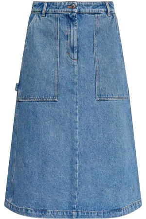 Maison Kitsuné Gonna midi denim con ricamo