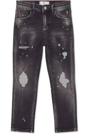 Philipp Plein Jeans dritti con effetto vissuto