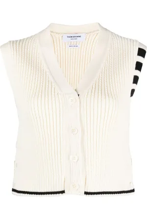 Thom Browne Gilet in maglia con dettaglio a 4 righe