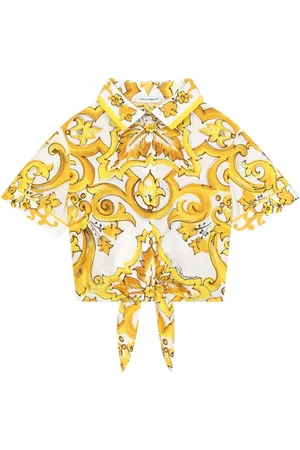 Dolce & Gabbana Camicia crop con stampa maioliche