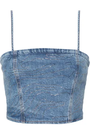 ROTATE Top crop con strass