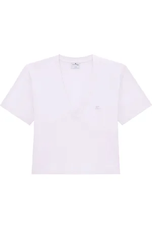 Courrèges T-shirt con applicazione crop