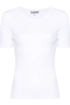 Ganni T-shirt a coste con ricamo