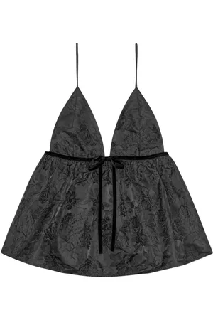 Ganni Top svasato a fiori jacquard