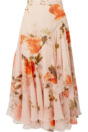 Erdem Gonna midi a fiori asimmetrica
