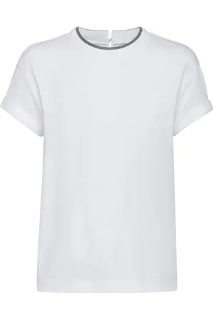 Brunello Cucinelli T-shirt con orlo a contrasto