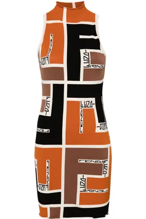 Fendi Abito midi con design color-block