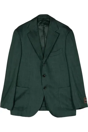 MAN ON THE BOON. Blazer monopetto con motivo a spina di pesce