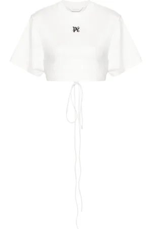 Palm Angels T-shirt crop con ricamo