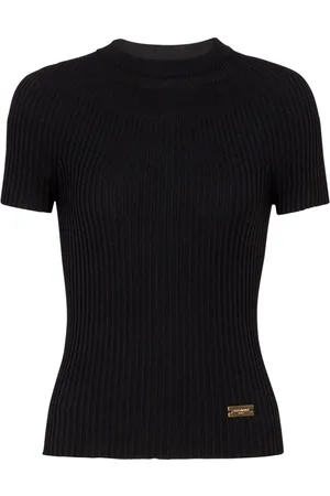 Balmain Top a coste con placca logo