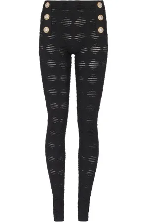 Balmain Leggings con abbottonatura goffrata