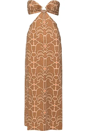 JOHANNA ORTIZ Abito Jungle Geometry lungo senza spalline