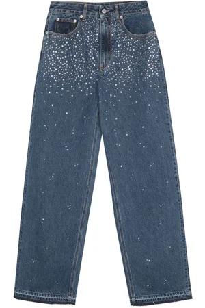 Alessandra Rich Jeans a gamba ampia con strass