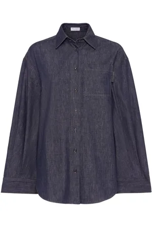 Brunello Cucinelli Camicia denim con colletto a punta