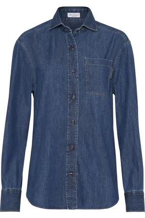 Brunello Cucinelli Camicia denim con dettaglio Monili