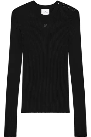 Courrèges Maglione a coste con ricamo