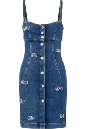Moschino Abito corto denim con applicazione
