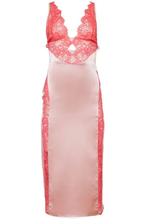 FLEUR DU MAL Abito midi in pizzo con scollo a V