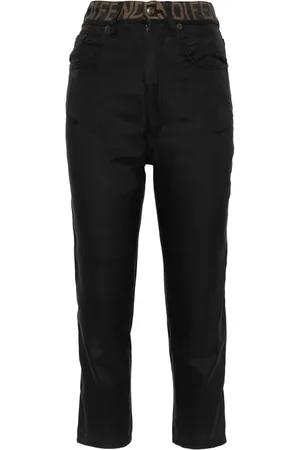 Fendi Pantaloni crop con banda logo