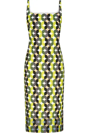 DRIES VAN NOTEN Abito midi con stampa geometrica