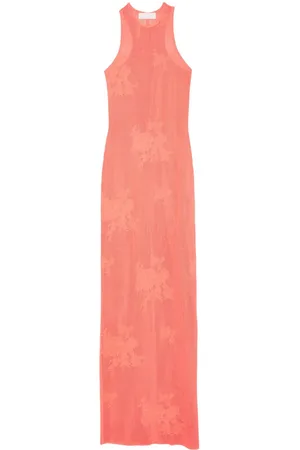 FLEUR DU MAL Abito lungo in pizzo con maglia pointelle