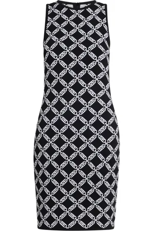 Michael Kors Abito Empire midi smanicato con logo jacquard
