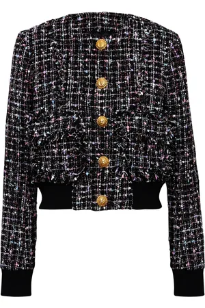 Balmain Giacca crop con orlo a coste