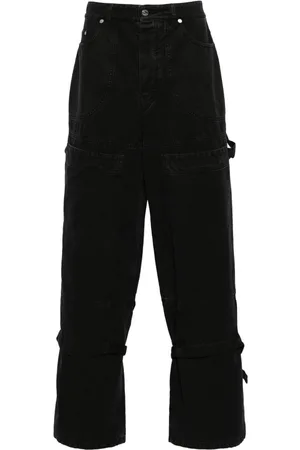 OFF-WHITE PANTALONI CARPENTER NERI IN TELA