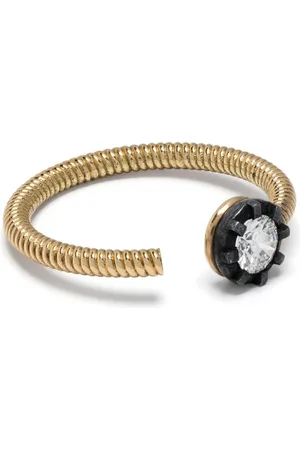 LEANDRA BAGS Anello Cabo & Midnight M in giallo 18kt con diamanti