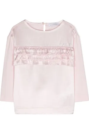 MONNALISA T-shirt con ruches e strass
