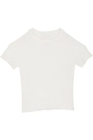 FLEUR DU MAL T-shirt in pizzo con maglia pointelle