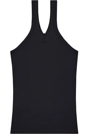 Courrèges Top a coste con ricamo