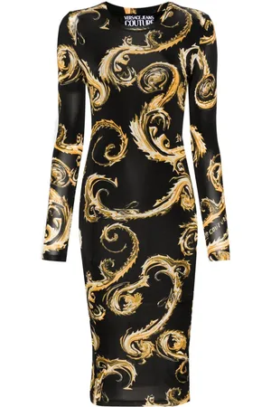 VERSACE Abito midi con stampa Chromo Couture