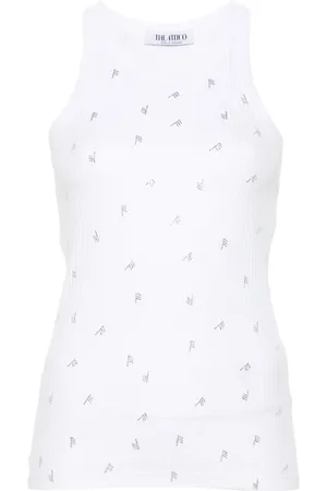The Attico Canotta con logo di strass