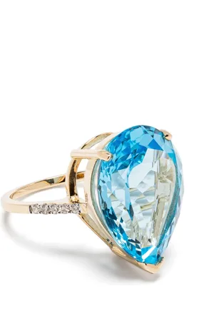 Mateo Anello in giallo 14kt con topazio blu e diamanti