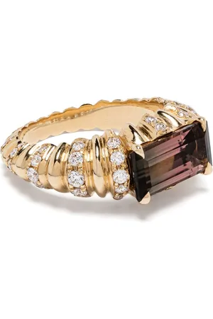 Lizzie Mandler Anello One of a Kind Fluted Crescent in giallo 18kt