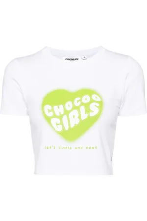 Chocoolate T-shirt crop con stampa