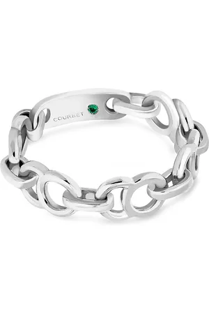COURBET Anello a catena Celeste in oro bianco 18kt ricilato