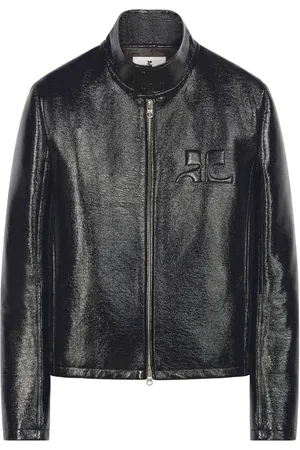 Courrèges Giacca biker con logo goffrato