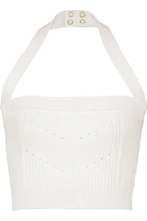 Balmain Top crop con scollo all