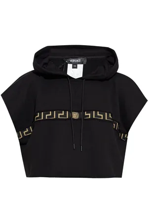VERSACE Felpa Greca Border crop con cappuccio
