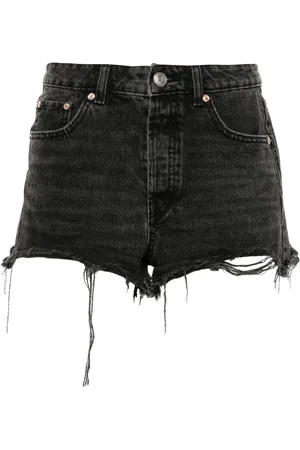 LOULOU Shorts denim con strass