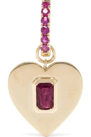 Roxanne First Orecchino a cerchio Heart in giallo 14kt con rubino