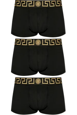 VERSACE Set di tre boxer con bordo Greca