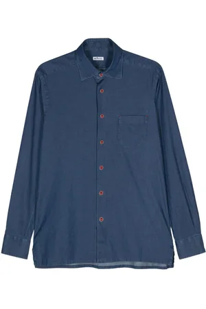 Kiton Camicia denim con applicazione