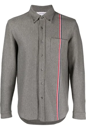 Thom Browne Giacca-camicia in cotone con banda RWB