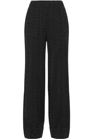 Philipp Plein Pantaloni a gamba ampia con monogramma