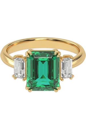 VEYNOU Anello Eden in giallo 14kt riciclato con smeraldo e diamanti