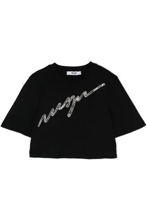 Msgm T-shirt crop con paillettes